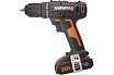Аккумуляторная дрель-шуруповерт Worx 50Нм, 20В, 2Ач x2, ЗУ 2А, кейс WX108