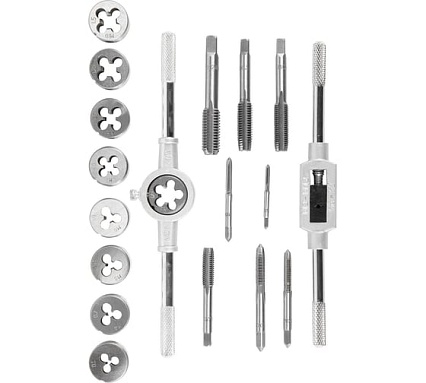 Набор метчиков и плашек AV Steel 20 предметов, М3-М12 AV-921208