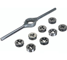 Резьбонарезной набор Bucovice Tools MINI-1, 9 предметов, плашки M3-M12, на блистере 330129