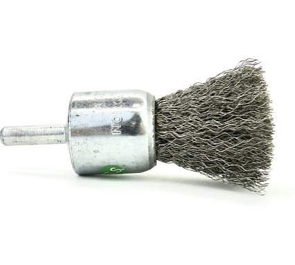 Щетка концевая EuroBrush 25 мм c хвостовиком 6 мм, ворс гофр нерж сталь 0.20 мм, до 18000 об/мин (код 13-086) EB-E25SS2