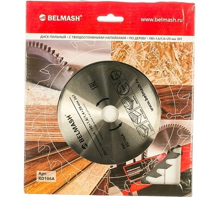Диск пильный по дереву (190х20/16 мм; 36Т) Белмаш RD106A