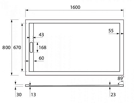 Поддон для душа Cezares TRAY-AS-AH-160/80-30-W 160x80 из мрамора