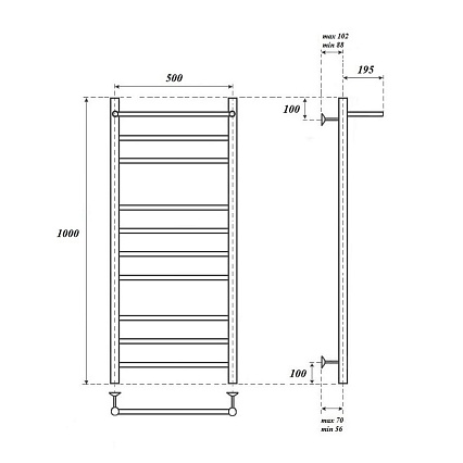 Полотенцесушитель электрический Point PN10150PE П9 50x100 с полкой, хром