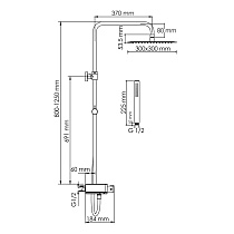 Душевая стойка WasserKRAFT A114.162.217.CB Thermo с термостатом, хром/черный