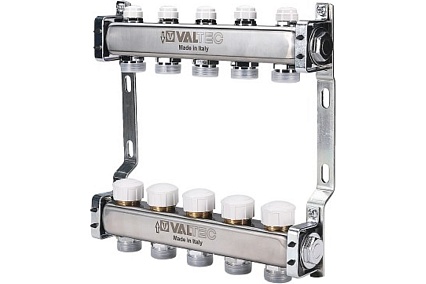 Коллекторный блок с ручным регулировочным клапаном Valtec 1х4 выхода Евроконус 3/4 VTc.582.EMNX.0604