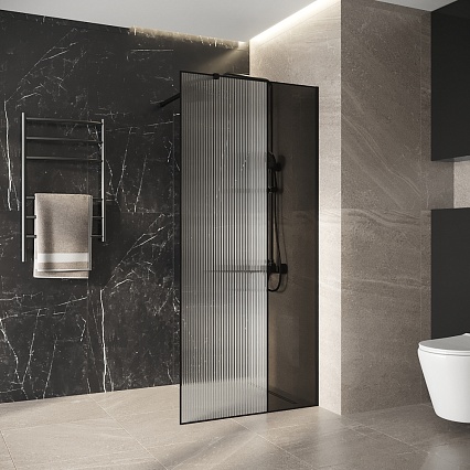 Душевая перегородка Niagara Nova NG-481-12FBLACK 120x200 рифленая/тонированная, профиль черный матовый