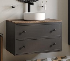 Тумба со столешницей Iddis Torr 80 см, МДФ макадамия орех, темно-серый