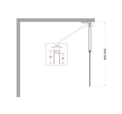 Душевая перегородка Belbagno UNO-L-1-TB-90-FL-Cr 90x200 рифленая, хром