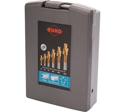 Набор цековок 180 градусов, М3-M10, HSS-TiN, 6 шт RUKO 102452TRO