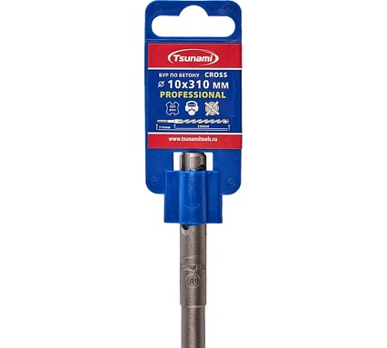 Бур по бетону Tsunami PROFESSIONAL Cross 10х310/260 мм, SDS-plus T10610300010310
