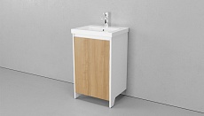 Мебель для ванной Velvex Klaufs 50 см напольная, белый глянец/дерево шатанэ