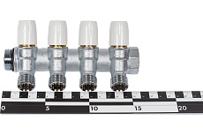 Коллектор Tiemme Maxima НВ, 3/4&quot;, с вентилями, 4 выхода, 1/2&quot; Н 36 мм, хром 1860004