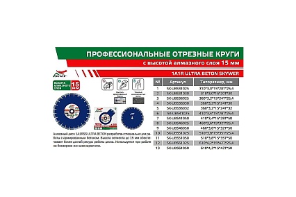 Круг алмазный 1A1RSS ULTRA BETON 460х3.6x15х25.4 мм, 32T SKYWER SK-UBS46025