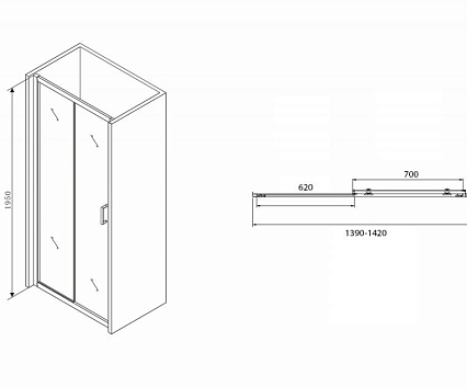 Душевая дверь Abber Schwarzer Diamant 140x195, черный AG30140B