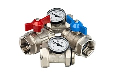 Комплект прямых шаровых кранов с термометрами STOUT 1" SMS-1000-030001