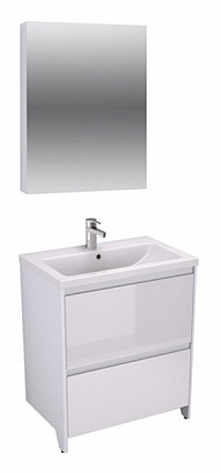 Мебель для ванной Velvex Klaufs 70 см напольная, 2 ящика, белый глянец
