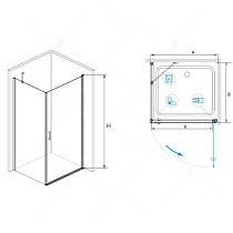 Душевой уголок RGW LE-34 (LE-03 + Z-14) 60x80 хром, прозрачное 06123468-11