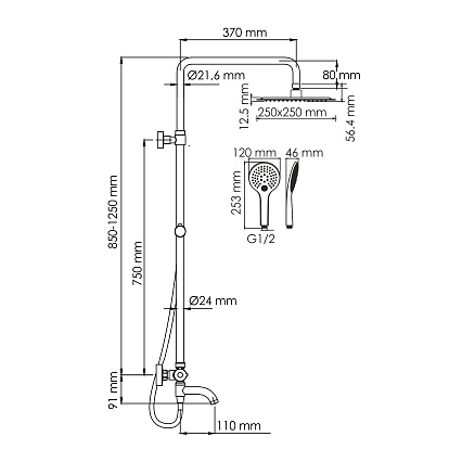 Душевая стойка WasserKRAFT A188.254.155.WM Thermo с термостатом, белый