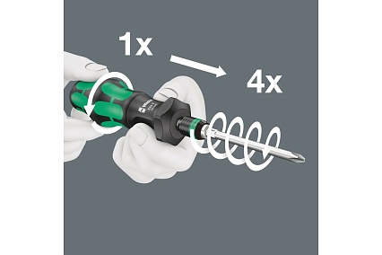 Ручка-держатель WERA 826 T Kraftform Turbo быстрозажимной патрон Rapidaptor, 1/4 x 146 мм WE-057480