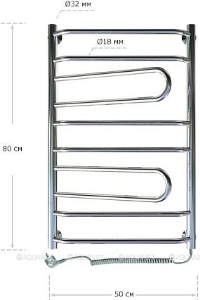 Полотенцесушитель электрический Aquanet Пэк 18 NEXT 80x50 R