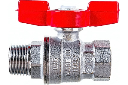 Шаровой кран Giacomini R854, 1/2, ВН, ручка-бабочка красная, хромированный R854X023