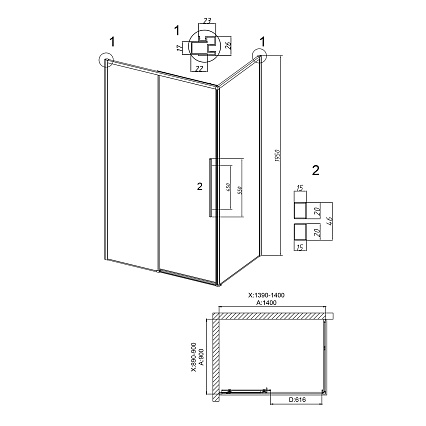 Душевой уголок Grossman Galaxy 120.K33.01.1490.42.10 140x90 тонированный, графит сатин