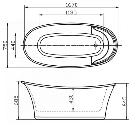 Акриловая ванна BelBagno BB302 167x75