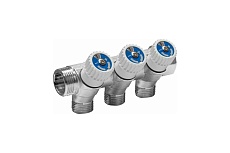 Коллектор с вентилями Comisa 3/4-1/2-3 выхода, никель 8820055
