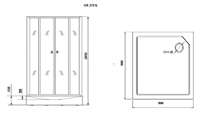 Душевая кабина Grossman GR270QL 100x100 черный