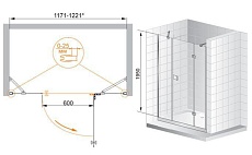 Душевая дверь Cezares ELENA-W-B-22-240-C-Cr 240x195, прозрачная