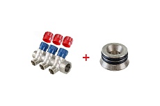 Комплект Valtec _16 VI7 Коллектор с регул. вентилями, 1x3 вых. 1/2 нар. VTc.560.N.0603 + Адаптер д/коллектора /конус-плоскость/ 1/2 VTc.701.N.04 VT.VI7.K16.5600603.701