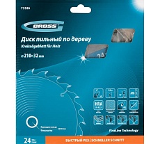 Пильный диск по дереву 210x32/30 мм, 24Т Gross 73326