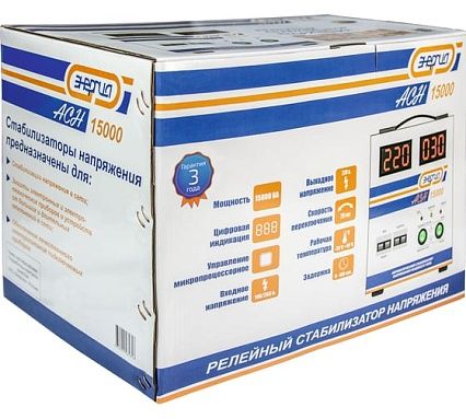 Стабилизатор напряжения Энергия АСН-15000, с цифровым дисплеем, однофазный, Е0101-0094