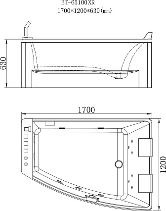Акриловая ванна Orans BT-65100 XR 170x120 с г/м, правая