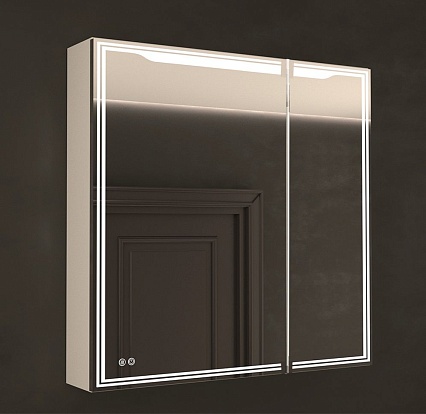 Зеркальный шкаф Art&Max Merano 80x80 см AM-Mer-800-800-2D-L-DS-F с подсветкой, анти-пар, левый