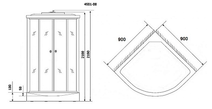 Душевая кабина Niagara NG- 4501-14BLACK 90x90 стекло с рисунком