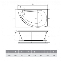 Акриловая ванна Relisan Eco Plus Ибица 170x120 см L