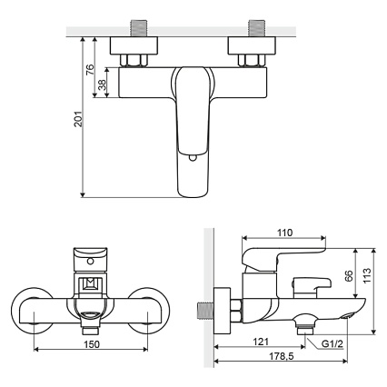 Смеситель для ванны Excellent Clever ARAC.4105CR