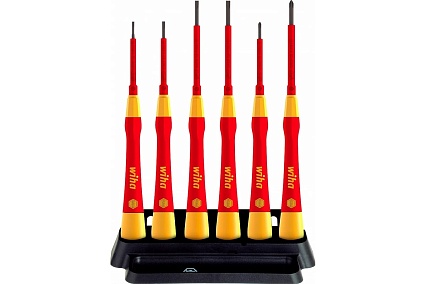 Набор микроотверток Wiha 42989 PicoFinish electric Шлиц, Phillips, с держателем, 6 шт wih42989