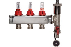 Коллектор ColSys p887 3 выхода с расходомерами, автоматическим воздухоотводчиком и дренажным шаровым краном 188710503
