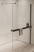 Душевая перегородка Vincea Walk-In VSW-1HR100CLGM 100x200 вороненая сталь, прозрачное