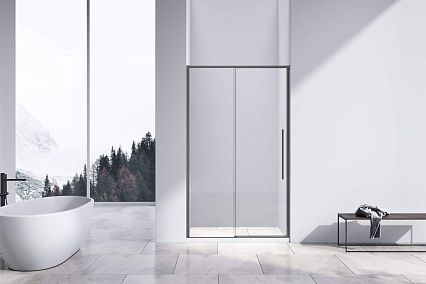 Душевая дверь Vincea Слим-Н (Slim-N) VDS-4SN110CLGM 110x195 вороненая сталь, прозрачная