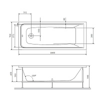 Фронтальная панель Am.Pm Gem W90A-160-070W-P 160 см