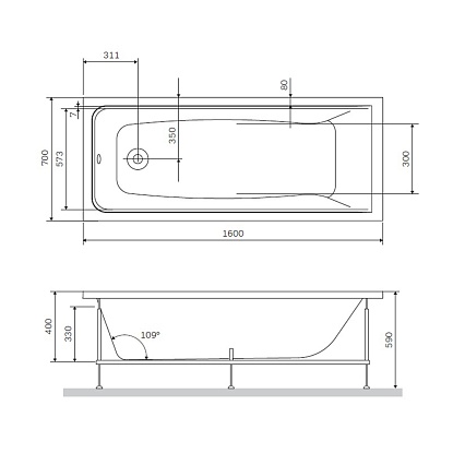 Фронтальная панель Am.Pm Gem W90A-160-070W-P 160 см