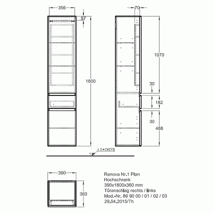 Шкаф пенал Geberit Renova Plan 39 см