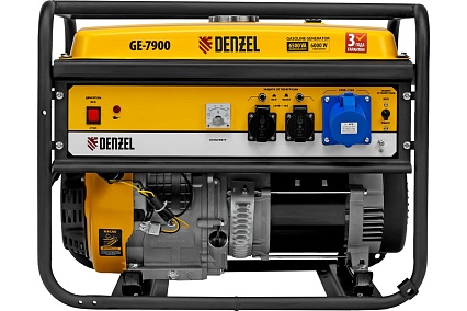Бензиновый генератор 6,5 кВт, 220В/50Гц, 25 л Denzel GE 7900 94638