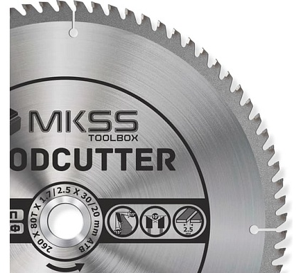 Диск пильный по дереву MKSS Toolbox Woodcutter WC2600 260x80Тх30/20 мм WC26008030