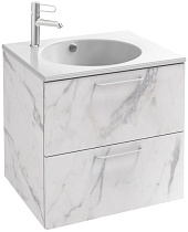 Тумба с раковиной Jacob Delafon Odeon Rive Gauche 60 см, белый мрамор, ручки хром