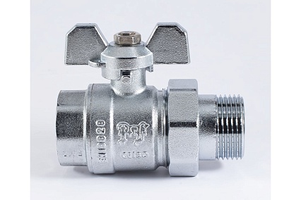 Шаровой кран PROFACTOR PF STANDARD с полусгоном хром, в/н ручка бабочка, 1 дюйм PF UBV 326CW