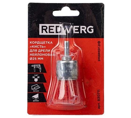 Кордщетка-кисть для дрели нейлоновая 25 мм 830711 Redverg 00006692888